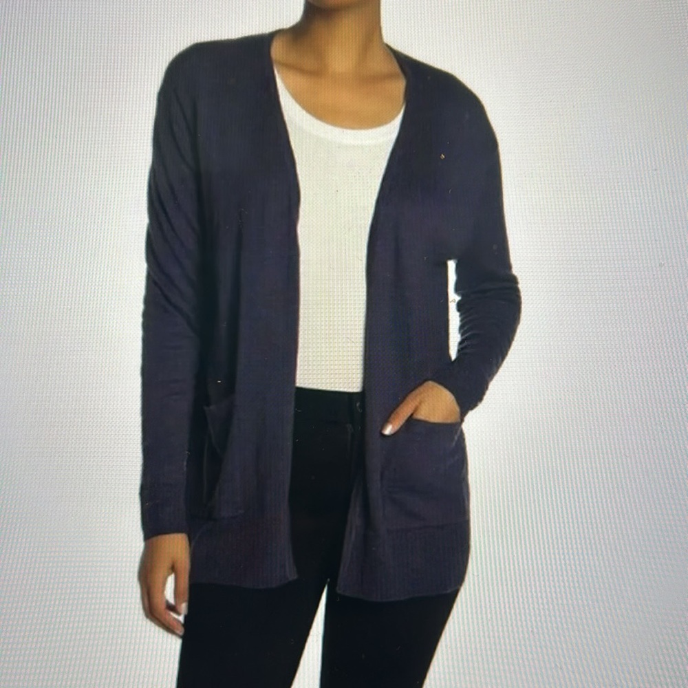 Madewell Slub Knit Navy Cardigan with Hip Pockets - Sz M